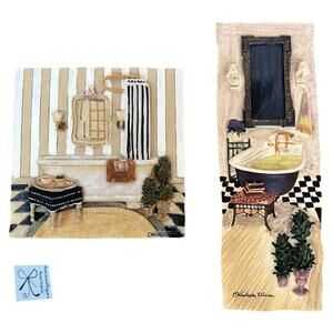 C. Winterle Olson Bathroom Tile Wall Hangings Plaque 2-CT